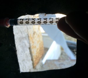 The size of the hole, with a 1cc syringe for size comparison